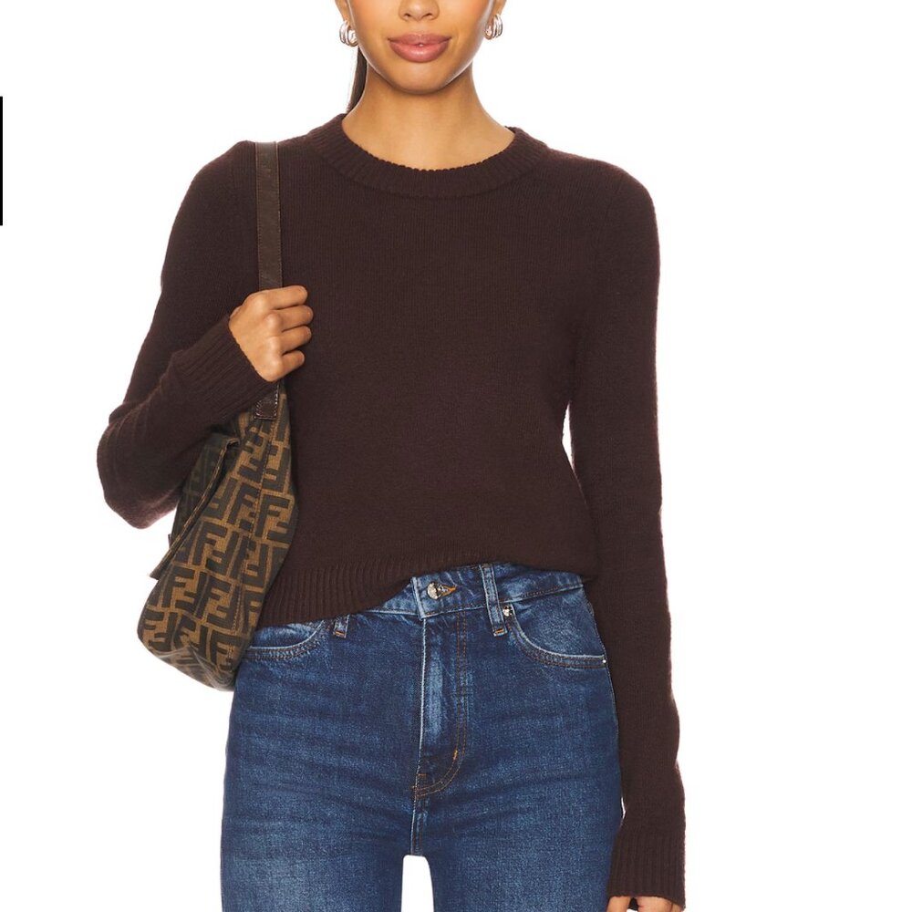 Show Me Your Mumu Tuck in Sweater in Mocha Knit Brown Long Sleeve Shirt Small S